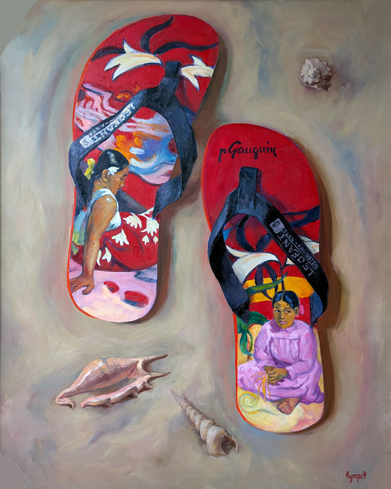 Gauguin beach slippers by Ruslan Kutnyak
