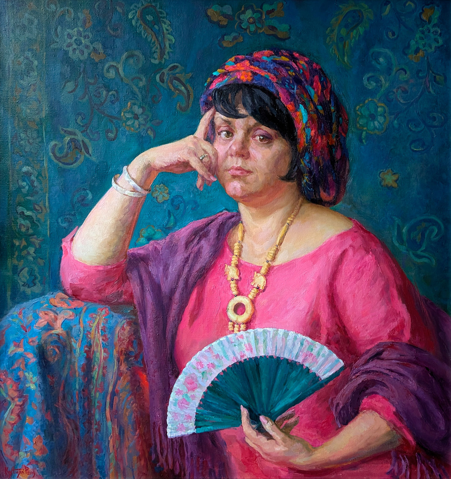Woman with a Fan by Ruslan Kutnyak